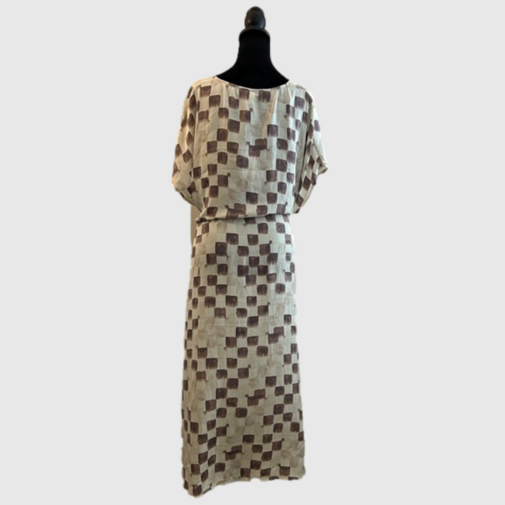 Grade & Gather Checkered Satin Dress Wisteria Size M - Picture 4 of 10